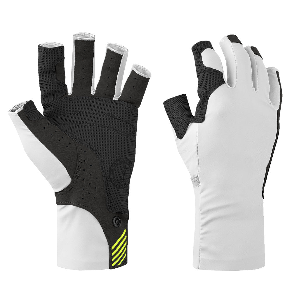 Mustang Traction UV Open Finger Gloves - White & Black - XL