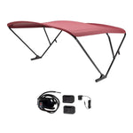 SureShade Battery Powered Bimini - Black Anodized Frame & Burgundy Fabric