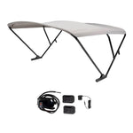 SureShade Battery Powered Bimini - Black Anodized Frame & Grey Fabric