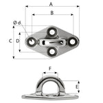 Wichard Diamond Pad Eye - Round - 60mm Length (2-23/64") - M5 Screw