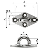 Wichard Diamond Pad Eye - Round - 79mm Length (3-7/64") - M6 Screw