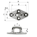 Wichard Diamond Pad Eye - Square - 79mm Length (3-7/64") - M6 Screw