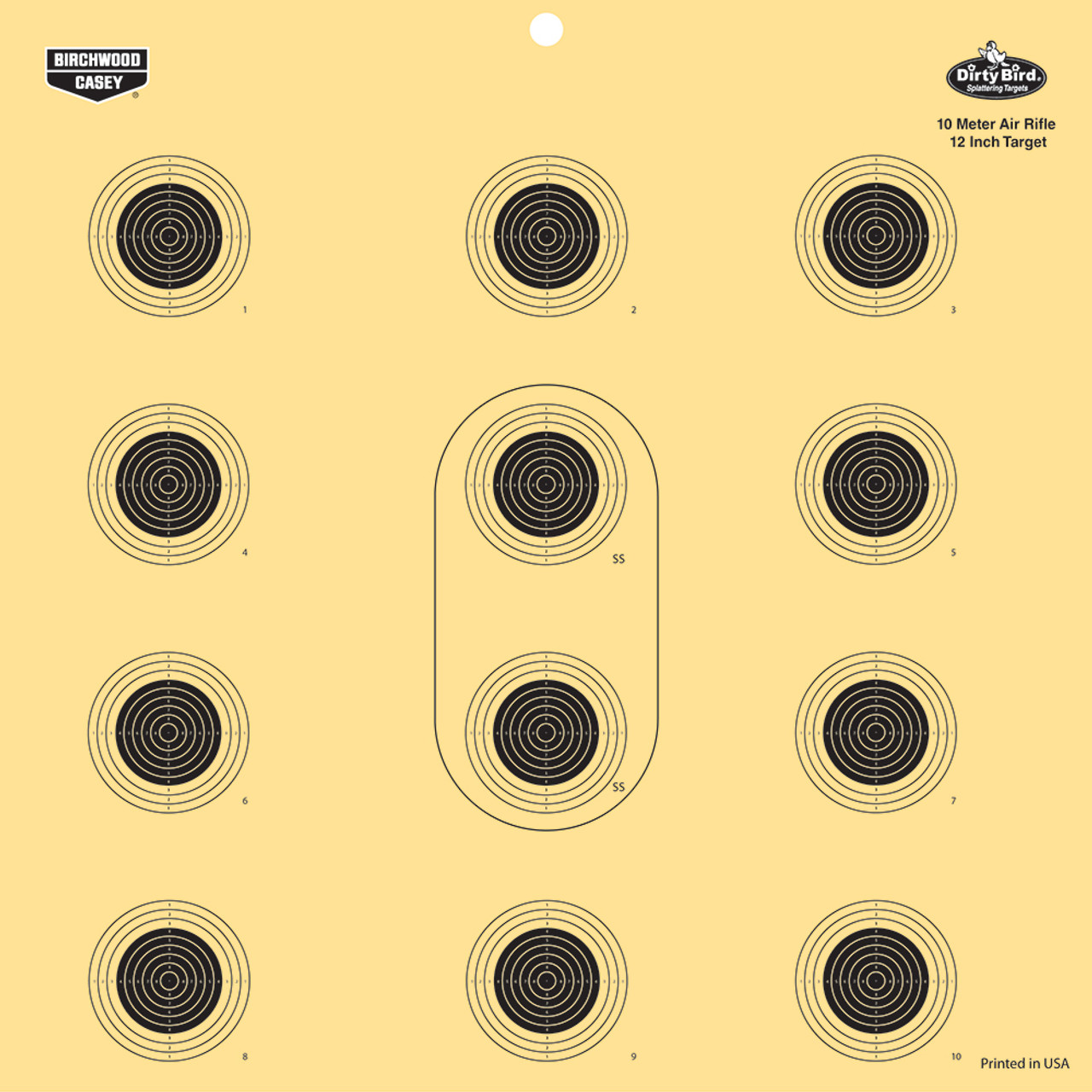 Dirty Bird 12 Inch 10 Meter Air Rifle Reactive Target - 12 Targets