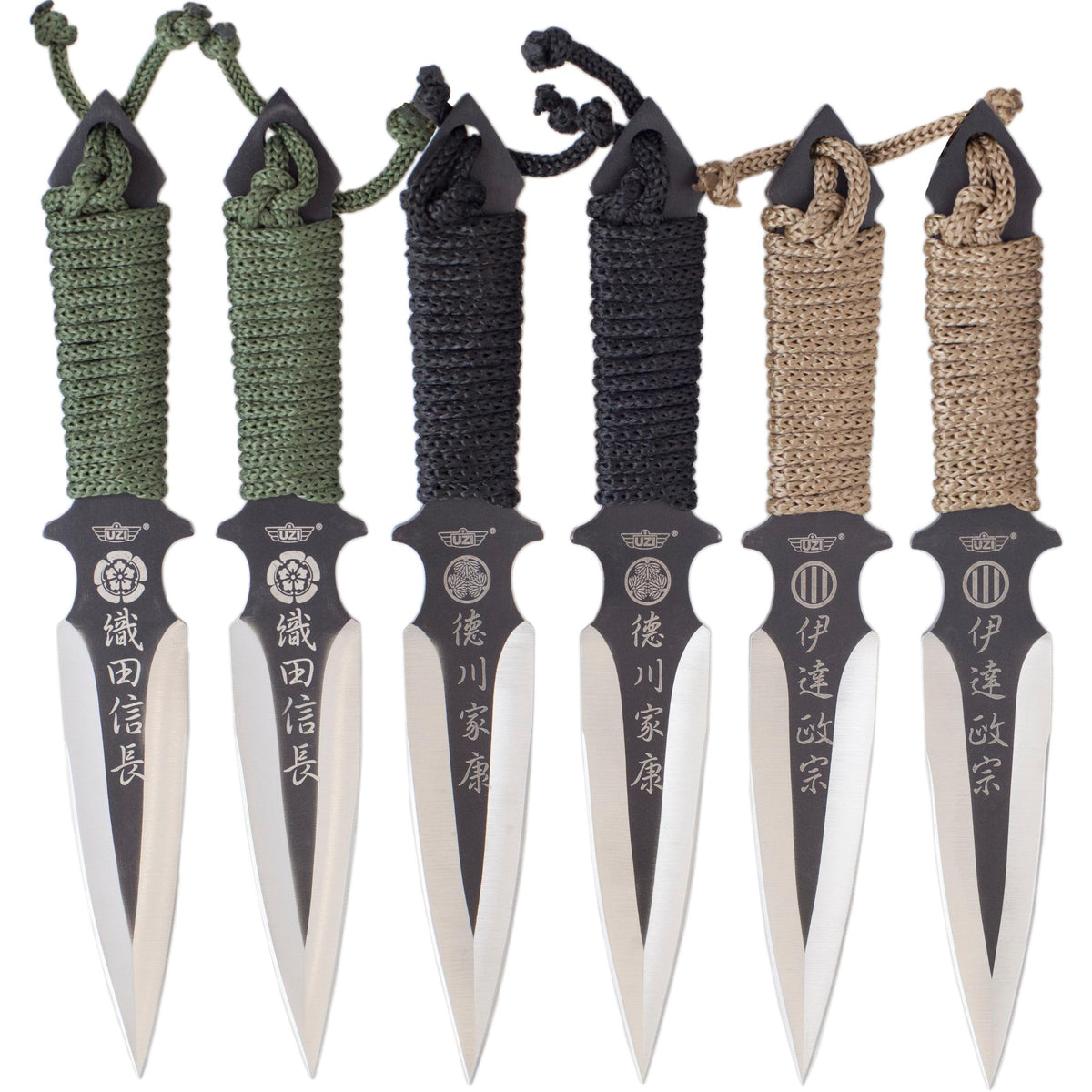 Uzi Throwing Knives - Cord Wrapped