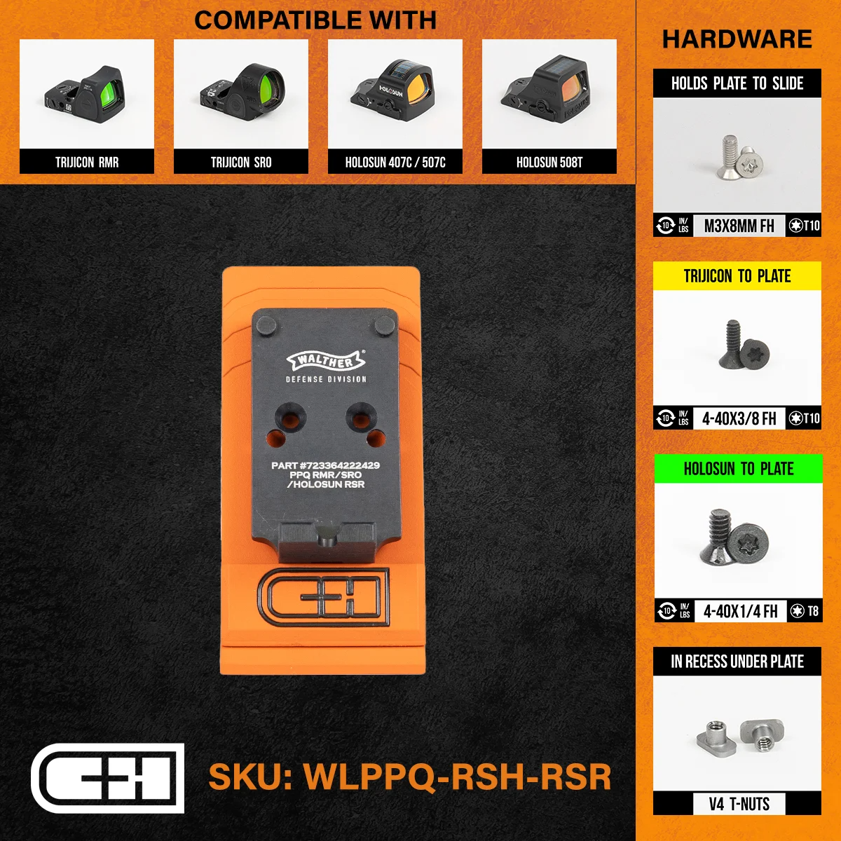C&h Precision Optics Adapter Plate - Walther Ppq/q4/q5