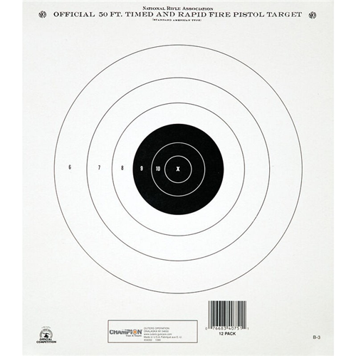 Champion Targets 40751 Nra (national Rifle Association) Targets, 50 Foot Timed & Rapid Fire, 12 Pack