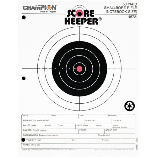 Champion Targets 45721 Score Keeper Fluorescent Orange & Black Bullseye Target, 50 Yard Small Bore Notebook, 12 Pack