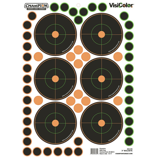 Champion Targets 46135 Adhesive Visicolor Targets, 3 Bullseye, 5 Pack