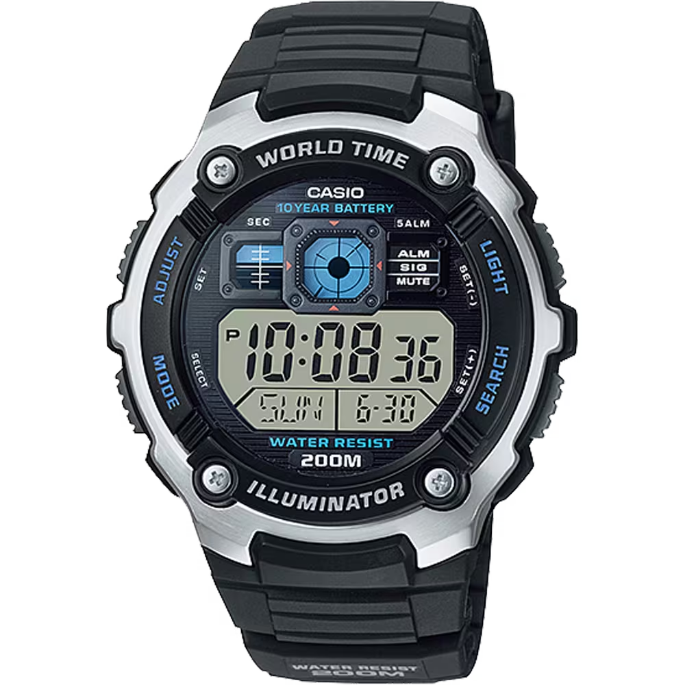 Casio Classic World Time Digital Watch W/ 200 Meter Water-resistance
