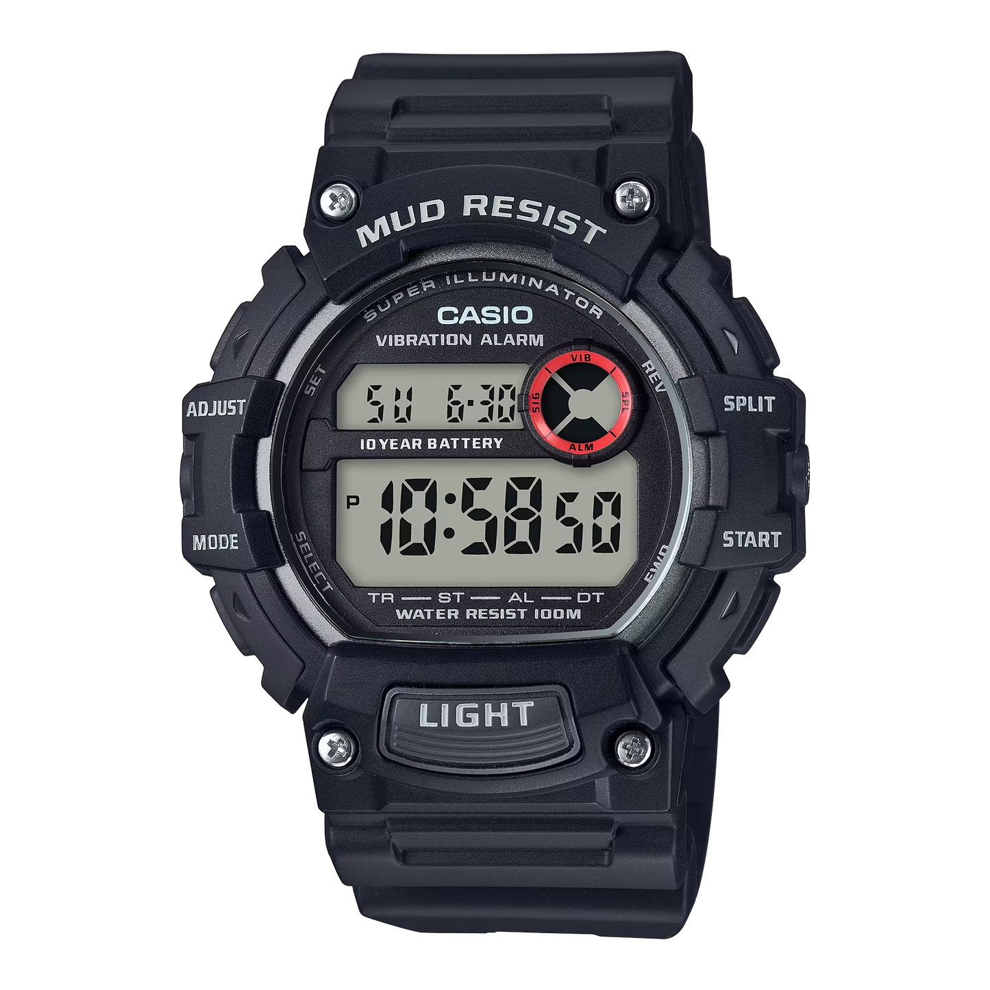 Casio Mud-Resistant Digital Watch w/ Vibration Alarm