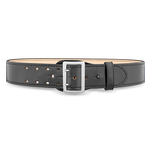 Dutyman 2-1/4" High-gloss Leather Sam Browne 2-row Stitch Duty Belt With Nickel Buckle
