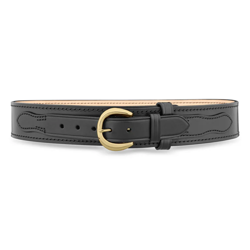 2-1/4" Plain Leather River Belt With Solid Brass Gold Buckle