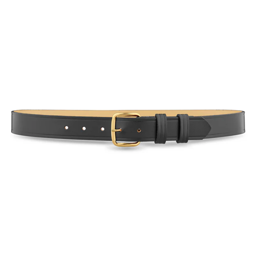 1-1/4" Plain Leather Garrison Belt With Gold Buckle