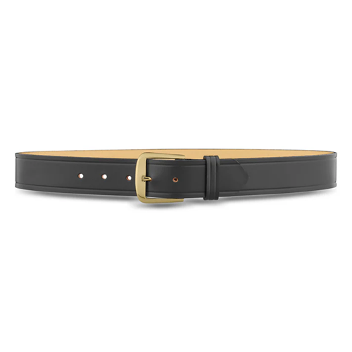 1-1/2" Plain Leather Garrison Belt With Gold Buckle