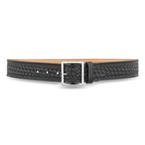1-3/4" Basketweave Leather Garrison Belt with Gold Buckle