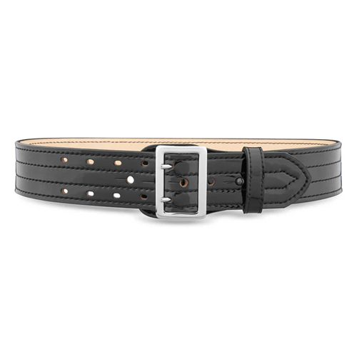 2-1/4" Hi-gloss Leather Sam Brown 4 Row Stitch Duty Belt With Nickel Buckle