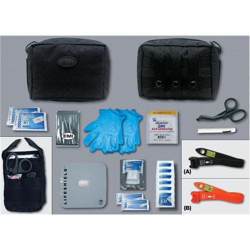 Emi - Emergency Medical E.T.R. Standard Active Shooter/Bleed Aid Kit with S.T.A.T. Tourniquet (Orange) and Nu-Stat Dressing