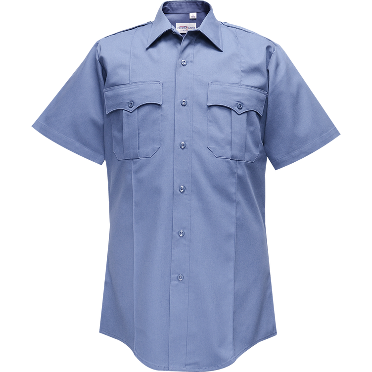 Flying Cross Duro Poplin Short Sleeve Shirt w/ Sewn-In Creases