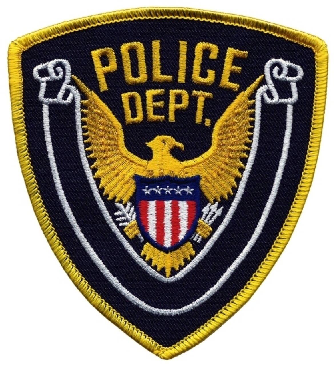 Police Dept Eagle W/ Blank Scroll - Gold/navy - 4''x4.375''