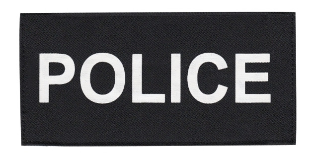 Police Tactical Chest Patch - 5 1/2''x2 5/8'' White/black