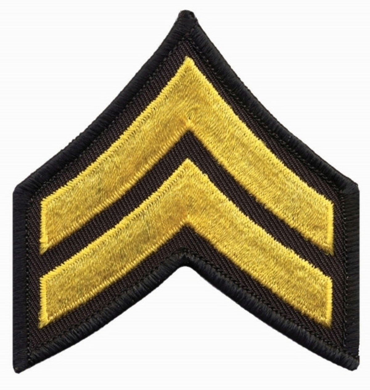 Medium 3'' Gold/black Corporal Chevrons W/ Merrowed Border