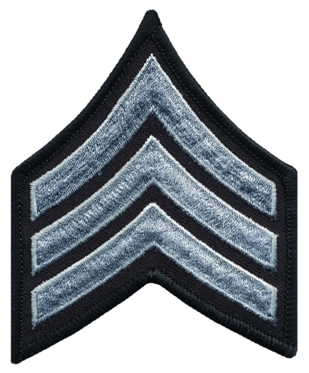 Medium 3'' Gray/black Sergeant Chevrons W/ Merrowed Border