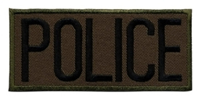 Police Chest Patch - Black/olive Drab - 4''x2'' - Heat Seal