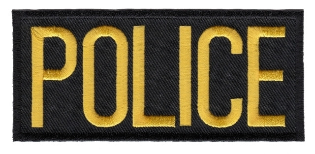 Police Chest Patch - Gold/black - 4''x2'' - Heat Seal