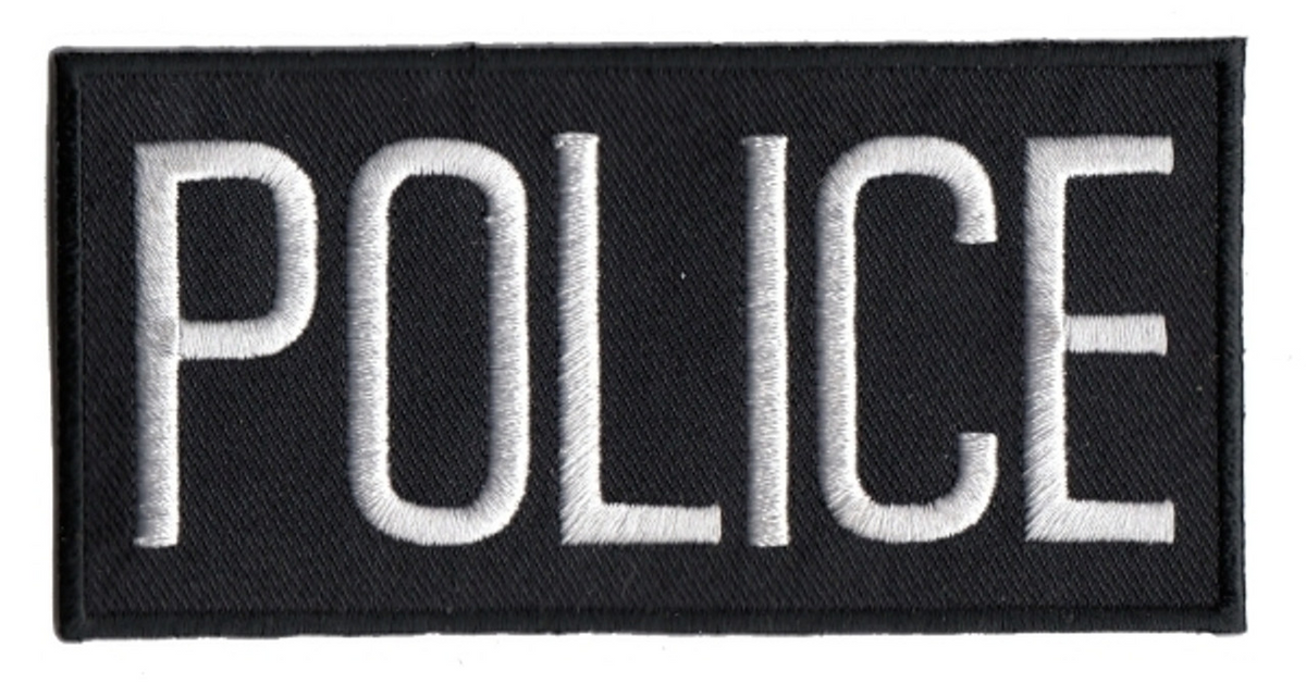 Police Chest Patch - White/black - 4''x2'' - Heat Seal