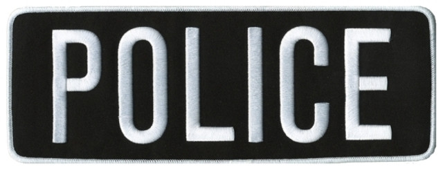 Police Back Patch - White/black - 11''x4''