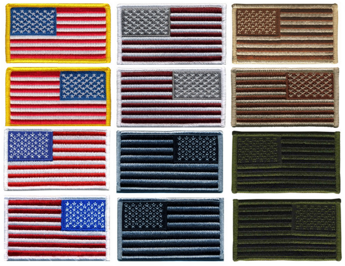 American Flag Patches W/ Hook Backing - 12 Pack