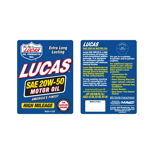 SAE 20W-50 Plus High Performance Motor Oil