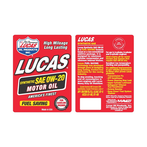 Synthetic Sae High Mileage Motor Oil