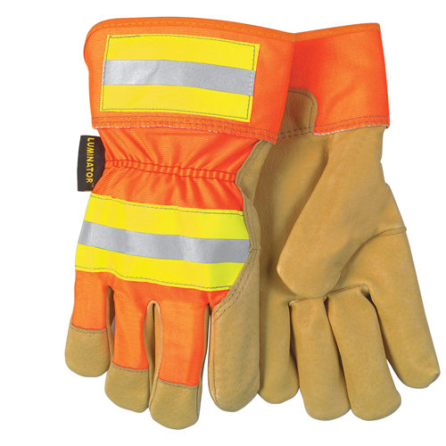 Mcr Safety Reflective Pig Leather Palm, Orange