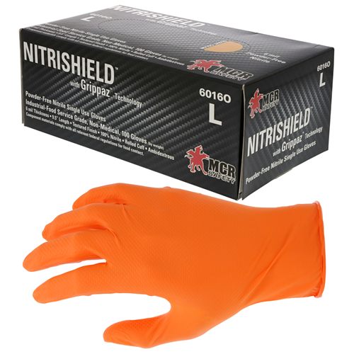 Mcr Safety Orange 6 Mil Texture Nitrile Pf Disp