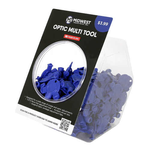 Blue optic multi tool in packaging with Midwest Industries branding