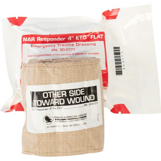 North American Rescue Responder Emergency Trauma Dressing - 4'' Flat