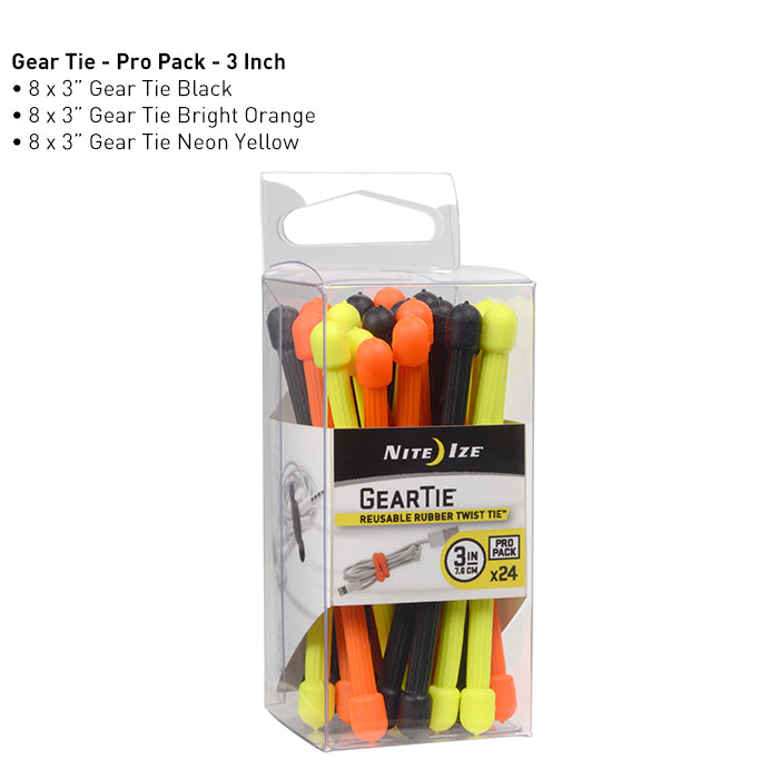 Gear Tie Propack 3 - 24 Pack - Assorted Colors