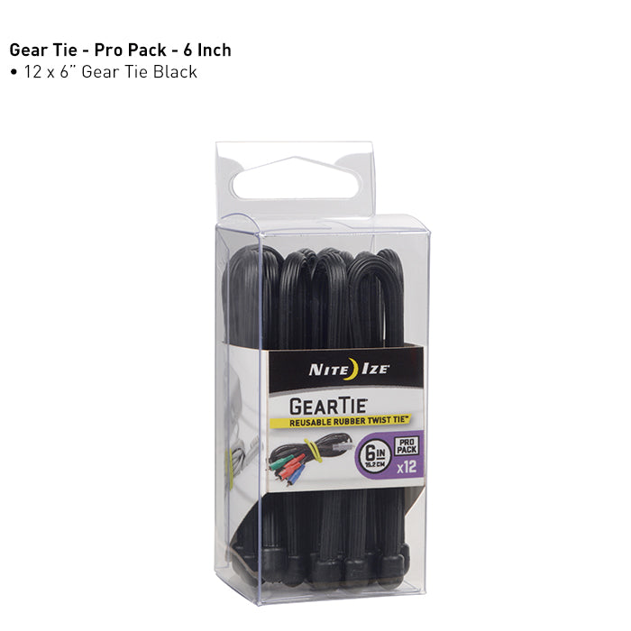 Nite-ize Gear Tie Propack 6 - 12 Pack - Black