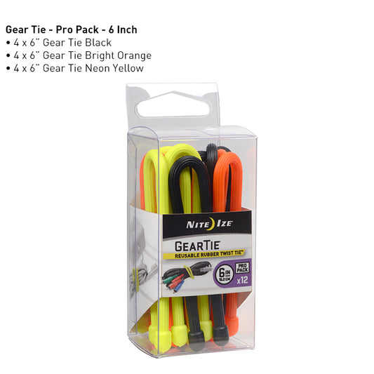 Nite-ize Gear Tie Propack 6 - 12 Pack - Assorted Colors