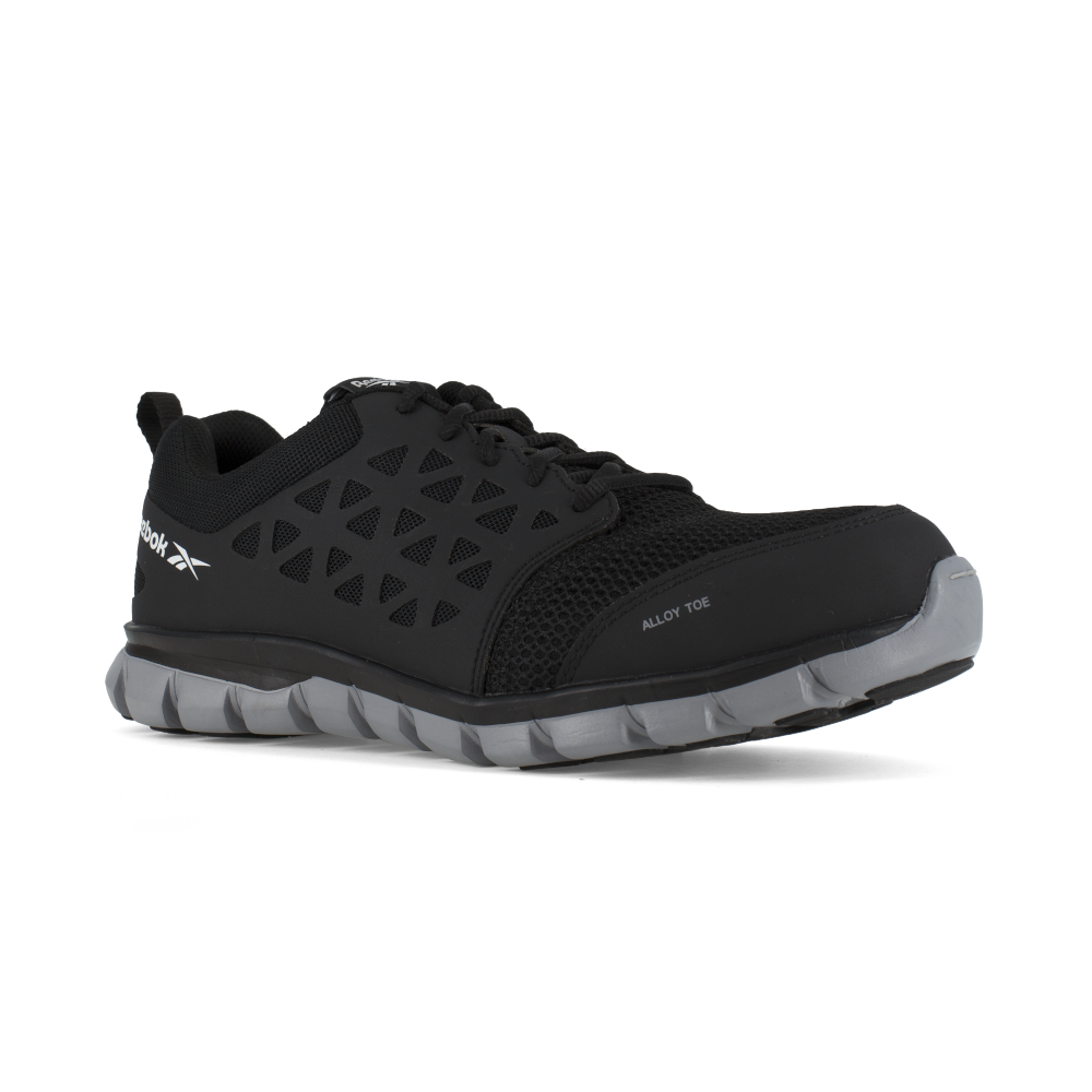 Sublite Cushion Work Athletic Shoe w/ Alloy Toe - Black Microfiber/Mesh