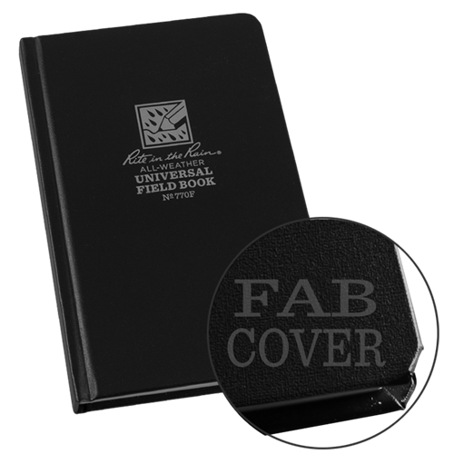Rite In The Rain Fabrikoid Hard Cover Notebook - Black (4.75'' X 7.5'')