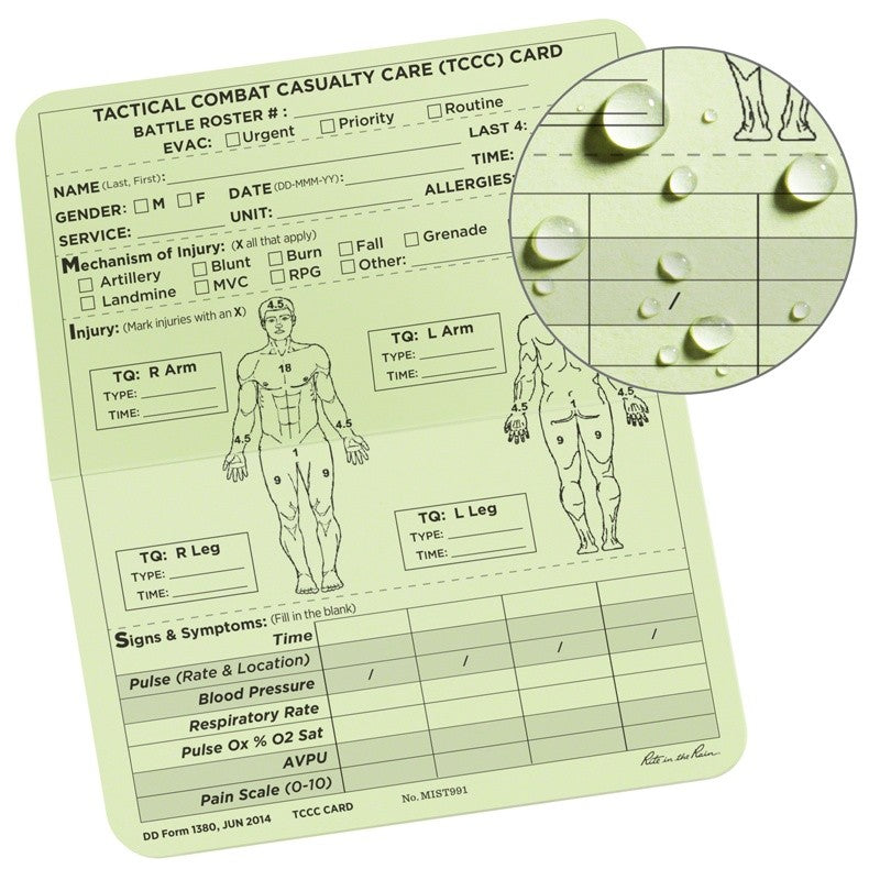 Rite In The Rain Tccc/mist Combat Cards