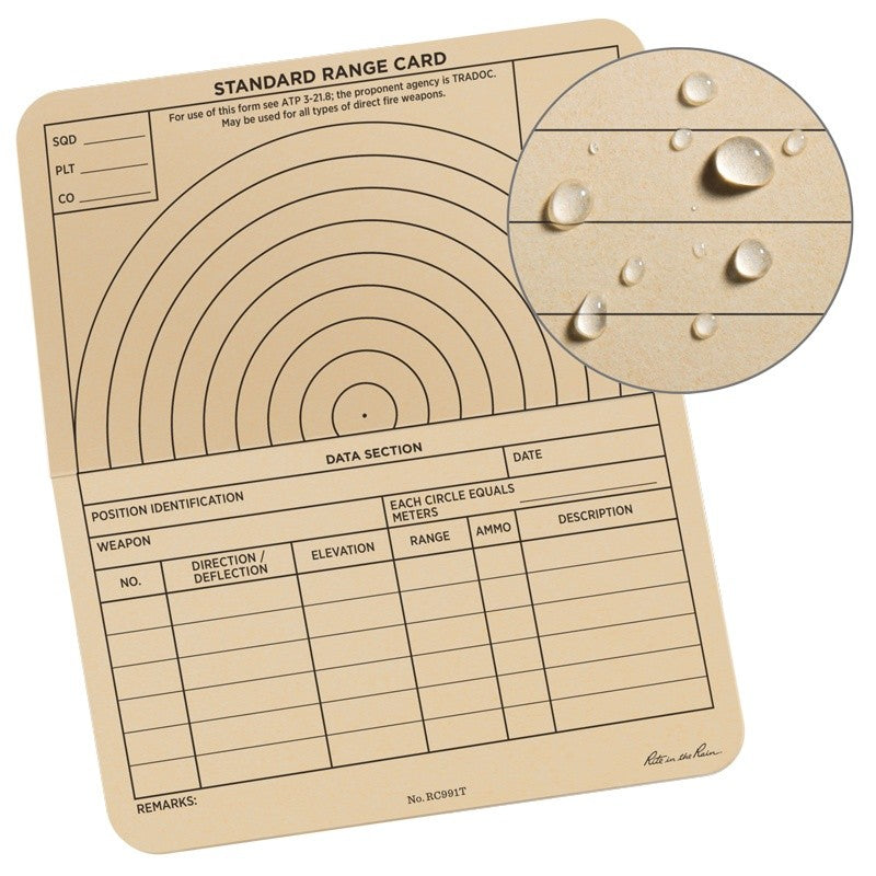 Rite In The Rain 6 X 5 Combat Range Card