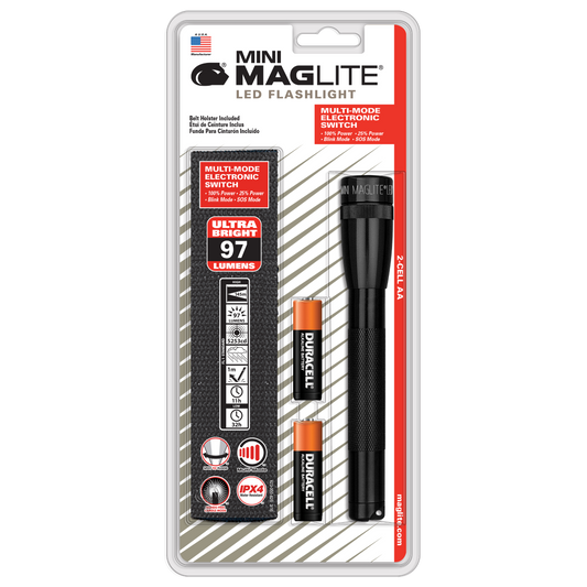 Maglite SP22 Mini Maglite 2 AA-Cell LED Flashlight w/ Holster