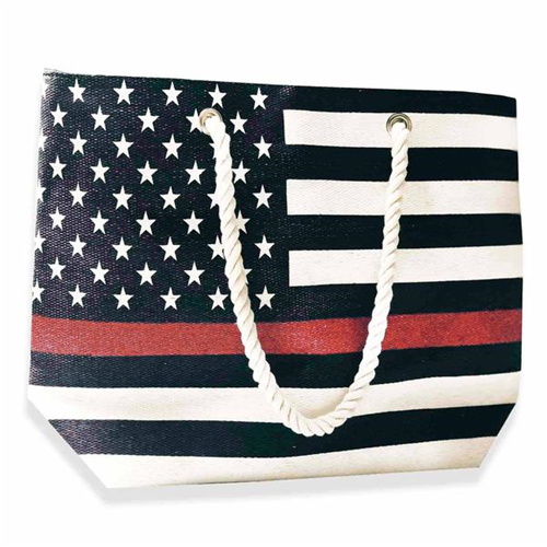 Canvas Tote Bag, Thin Red Line American Flag