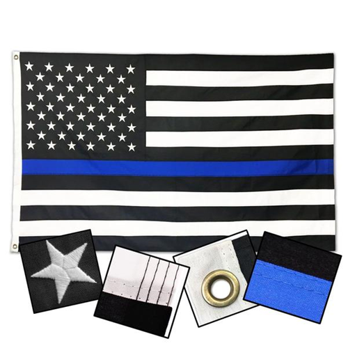 Thin Blue Line Durasleek Thin Blue Line American Flag, Sewn & Embroidered