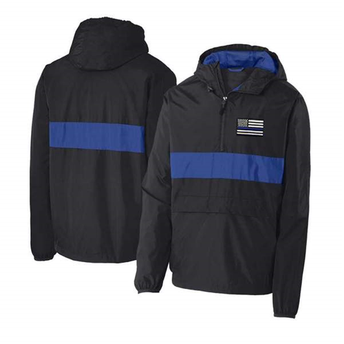 1/2 Zip Hooded - Thin Blue Line Embroidered