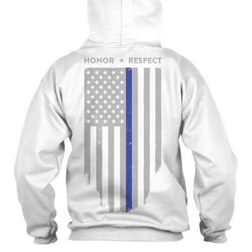 Hoodie - Honor/respect, Thin Blue Line Flag