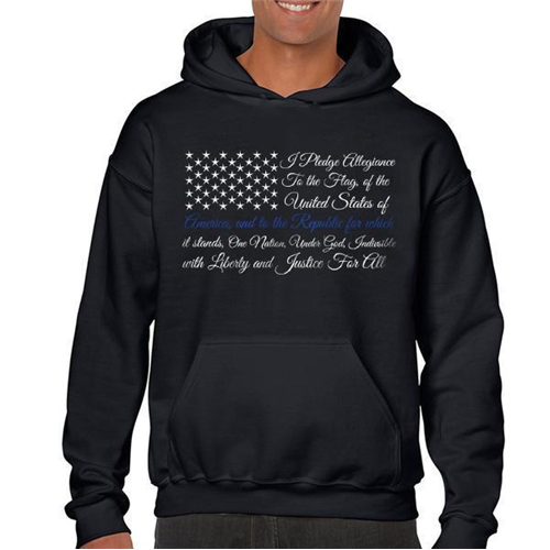 Hoodie - Pledge Of Allegiance Thin Blue Line Flag
